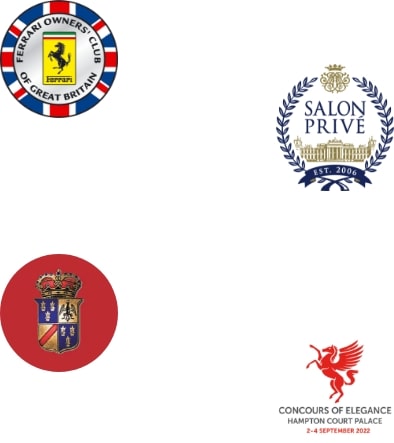 badges, Ferrari Owners Club GB, Salon Prive, Villad Este, Concours of Elegance